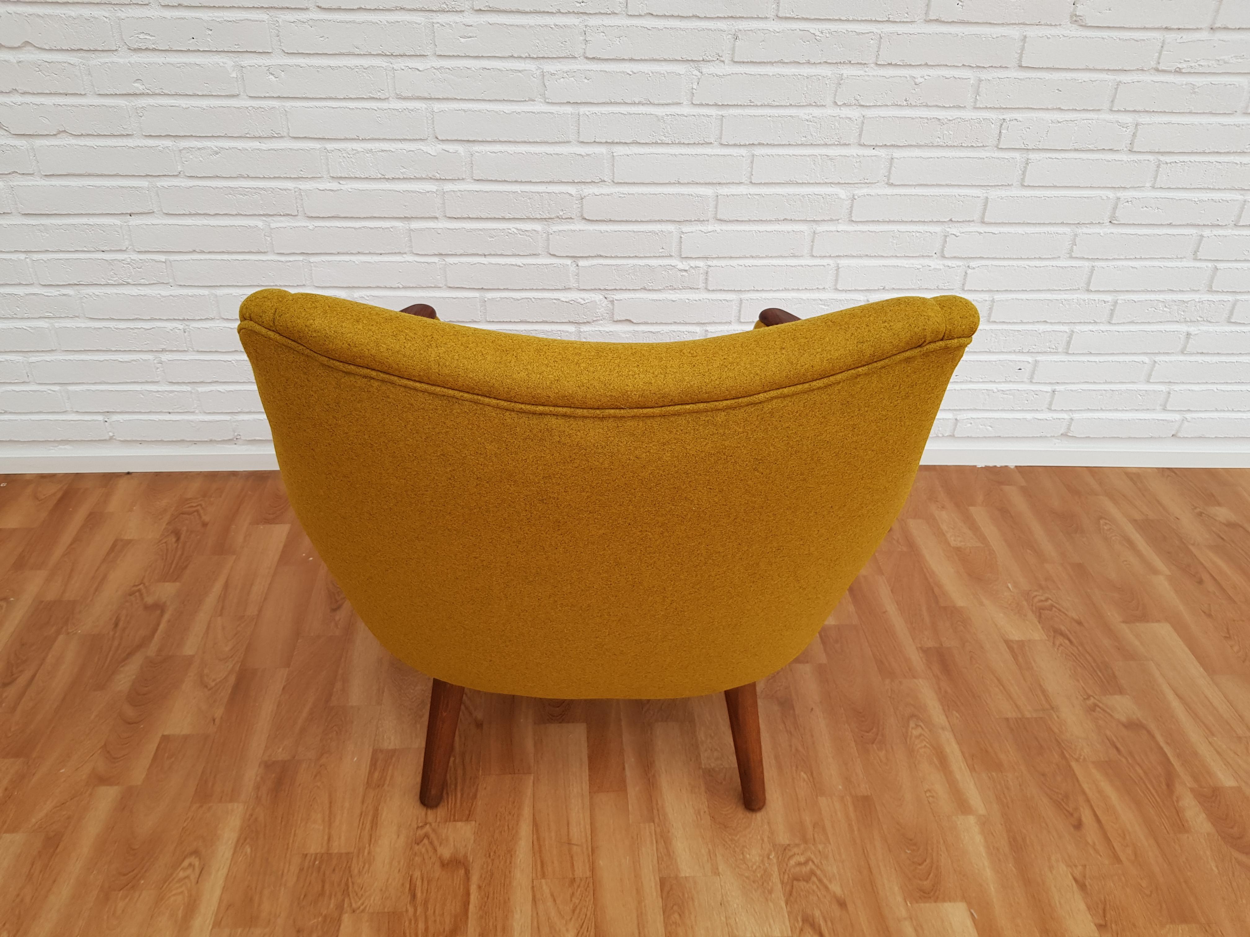 Danish Design, Kurt Østervig, Model 58, 1960s, Wool, Teak, Completely Renovated 2