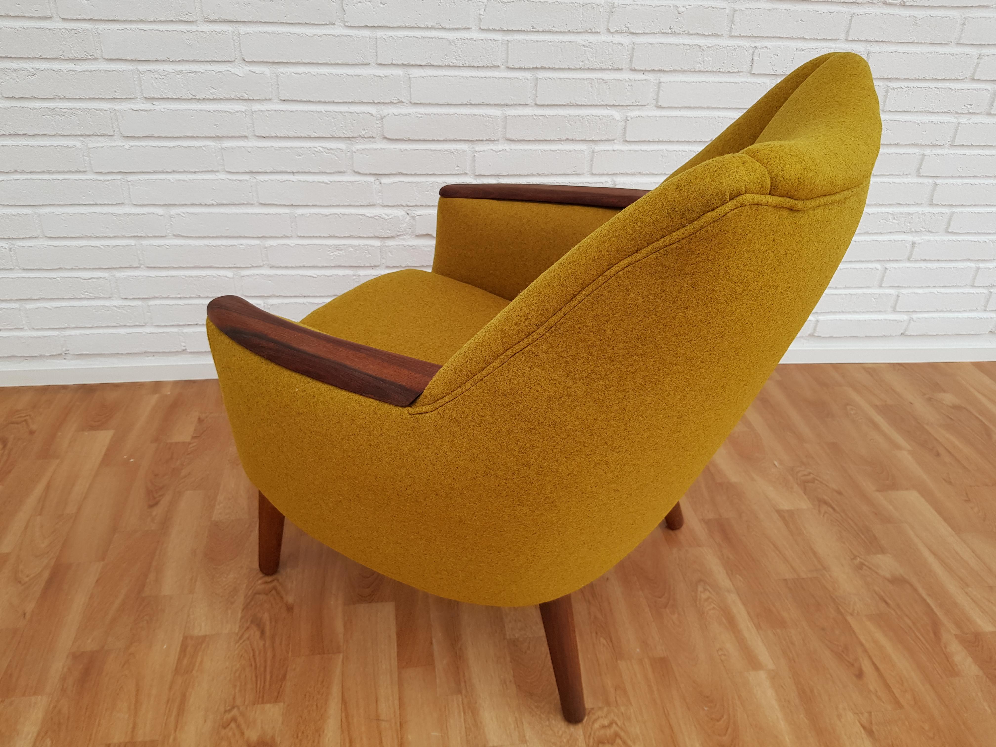 Danish Design, Kurt Østervig, Model 58, 1960s, Wool, Teak, Completely Renovated 3