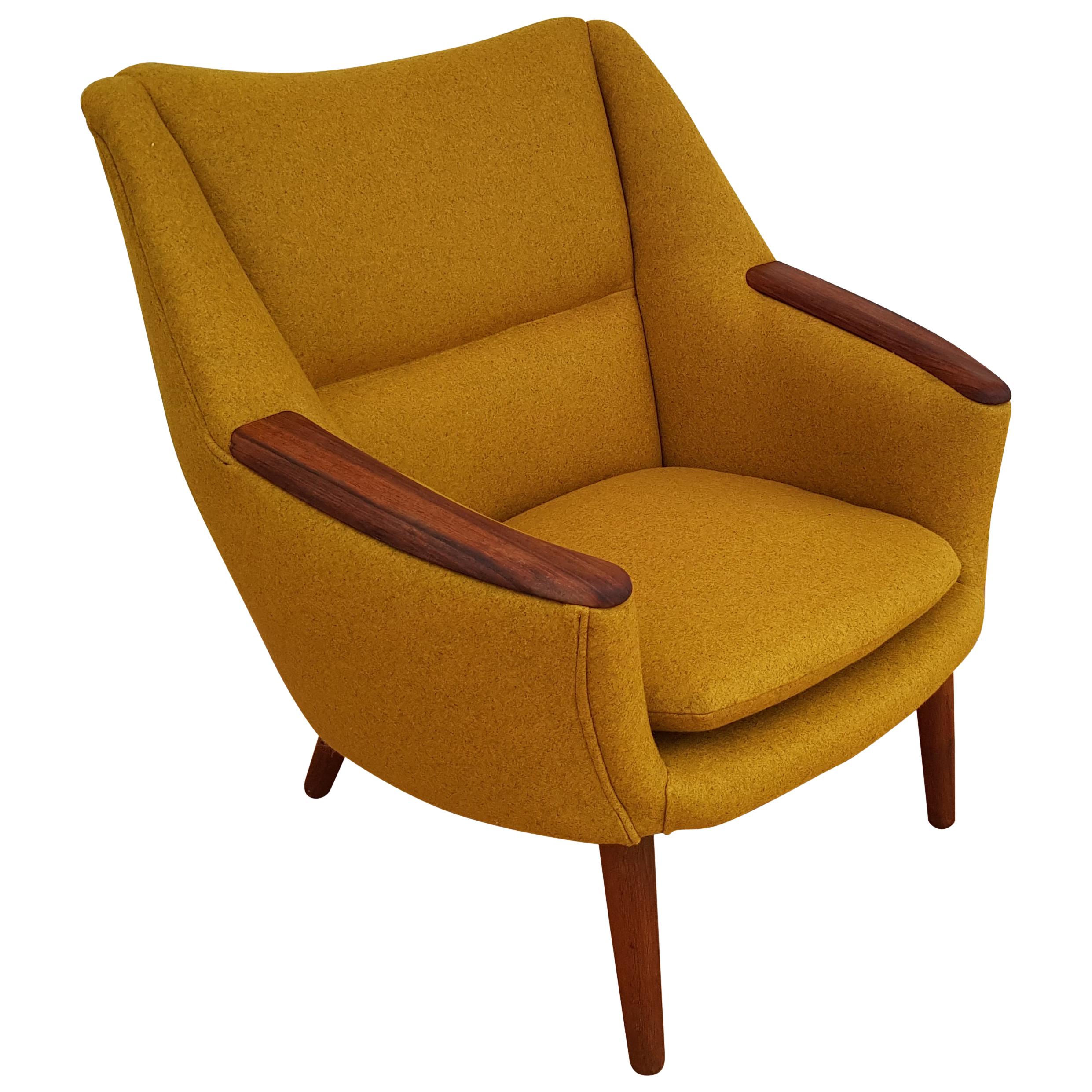 Danish Design, Kurt Østervig, Model 58, 1960s, Wool, Teak, Completely Renovated