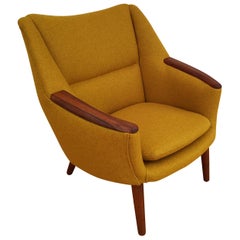 Danish Design, Kurt Østervig, Model 58, 1960s, Wool, Teak, Completely Renovated