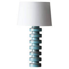 Danish Design, Large Table Lamp, Blue Glazed Ceramic, Denmark, 1960s