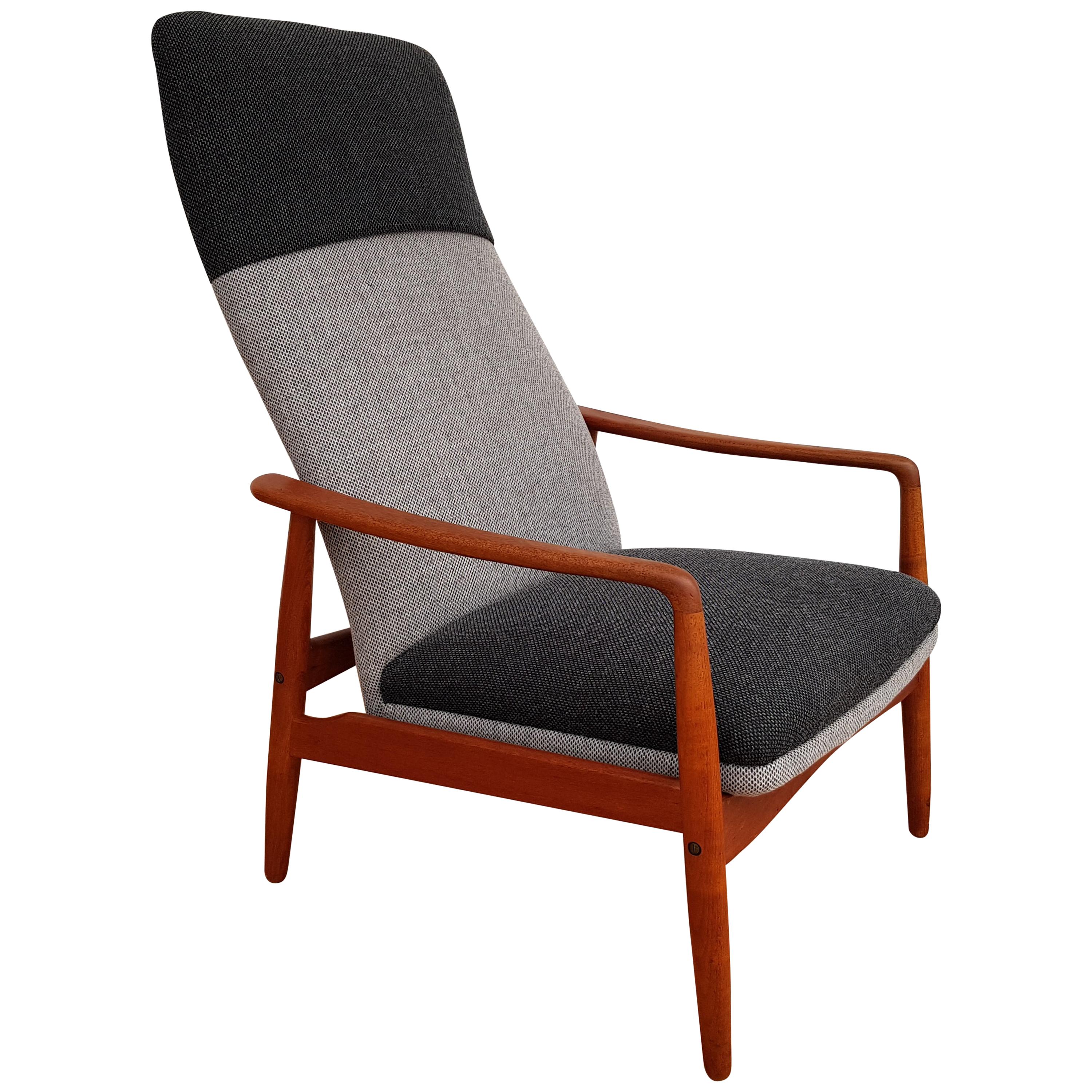 Danish Design, Lounge Chair by S�øren J. Ladefoged & Søn, Wool, Teak, Restored For Sale