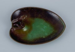 Danish Design, Low Bronze Bowl with a Polar Bear, Mid-20th Century