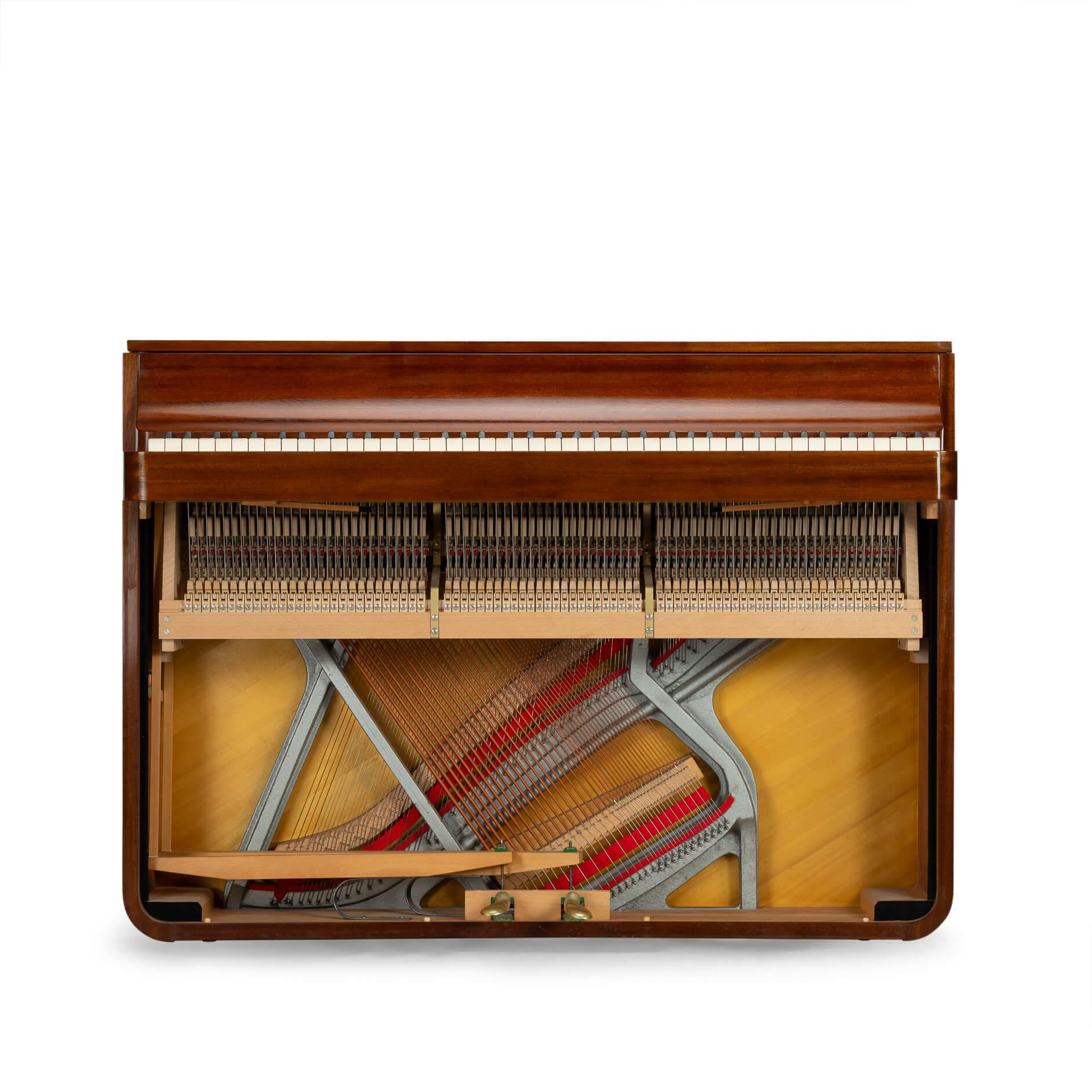 Danish design
A rare Danish midcentury pianette made of mahogany. It is called pianette due to the 82 keys rather than the standard 88 of a full size piano. This pianette is made by renowned piano maker Louis Zwicki. Every piano from Louis Zwicki is