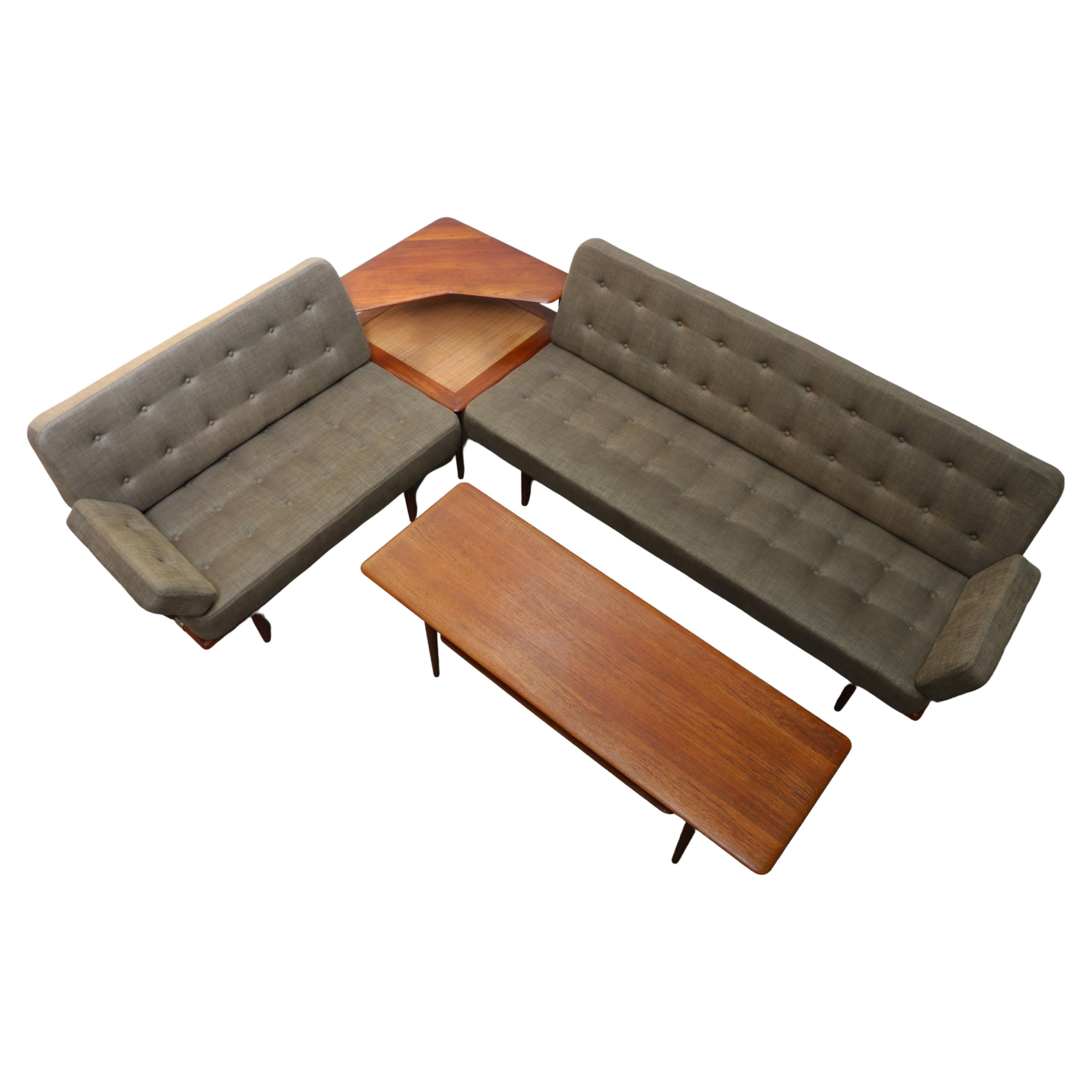 Danish Design Minerva Sofa Set by Peter Hvidt & Orla Molgaard Nielsen Teak, 1950 For Sale