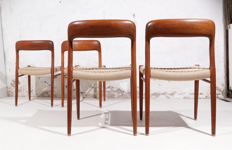 Mid-Century Modern Danish Design Niels Otto Moller Model 75 Dining Chairs JL Moller Møbelfabrik For Sale