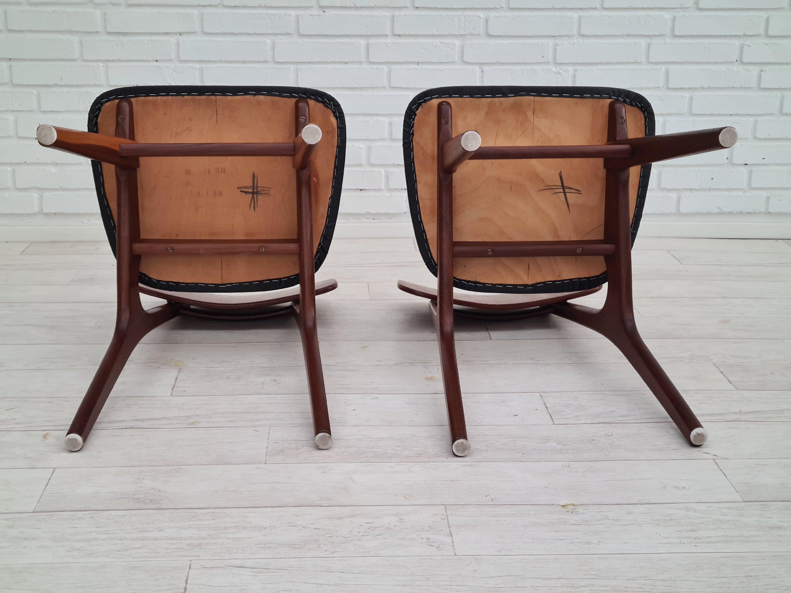 Danish design, Pair of chairs, Ib Kofod-Larsen, 60s, model 74 8