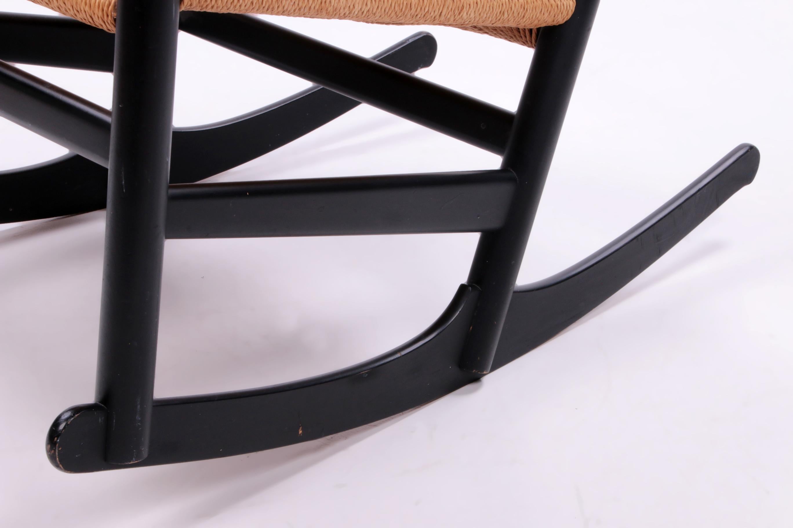 Papercord Danish Design Rocking Chair Design by Hans.J.Wegner Model Ch45 For Sale