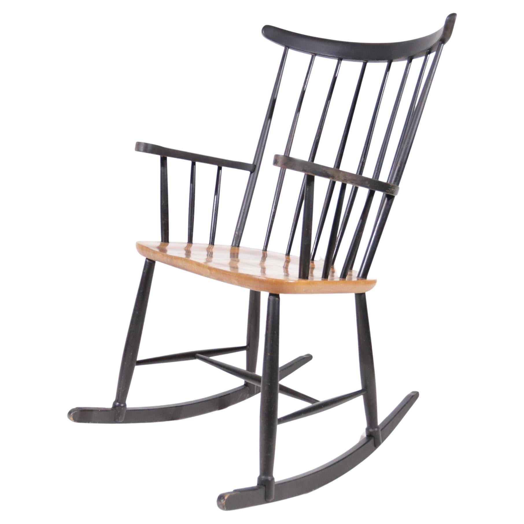 Danish Design Rocking Chair Ilmari Tapiovaara Model Fanett Scandinavian, 1960s For Sale