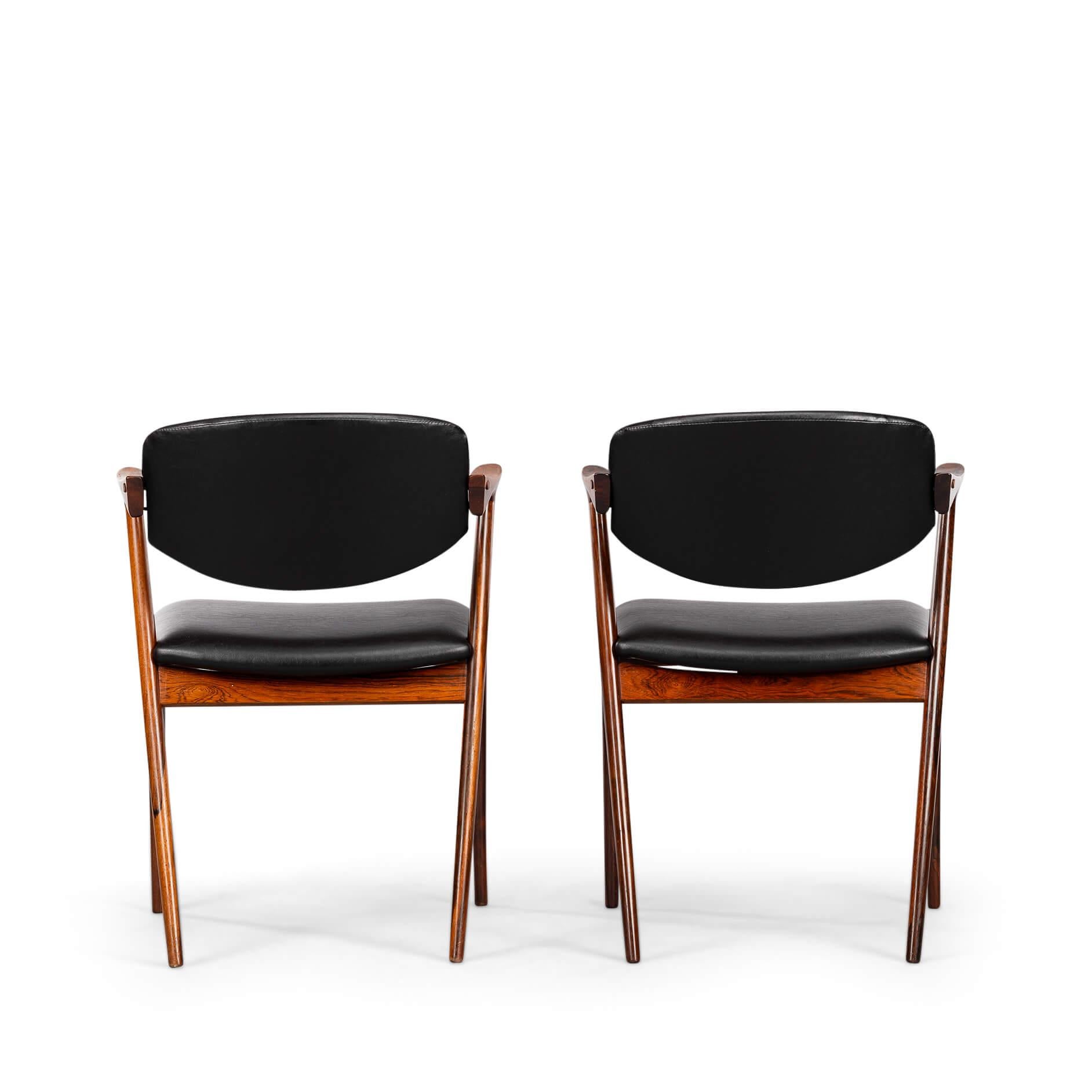 Silla Z de palisandro de diseño danés, modelo 42, de Kai Kristiansen, años 60, set de 2 piezas en Bueno estado para la venta en Breda, Netherlands