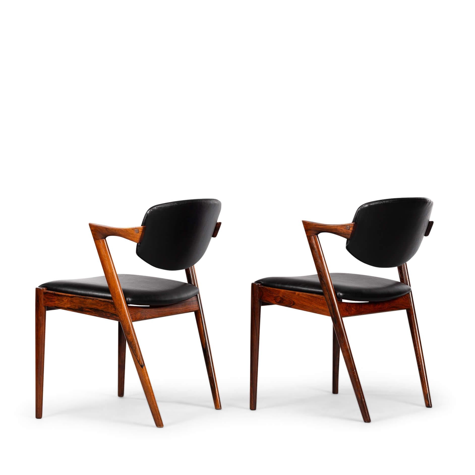 Silla Z de palisandro de diseño danés, modelo 42, de Kai Kristiansen, años 60, set de 2 piezas mediados del siglo XX en venta