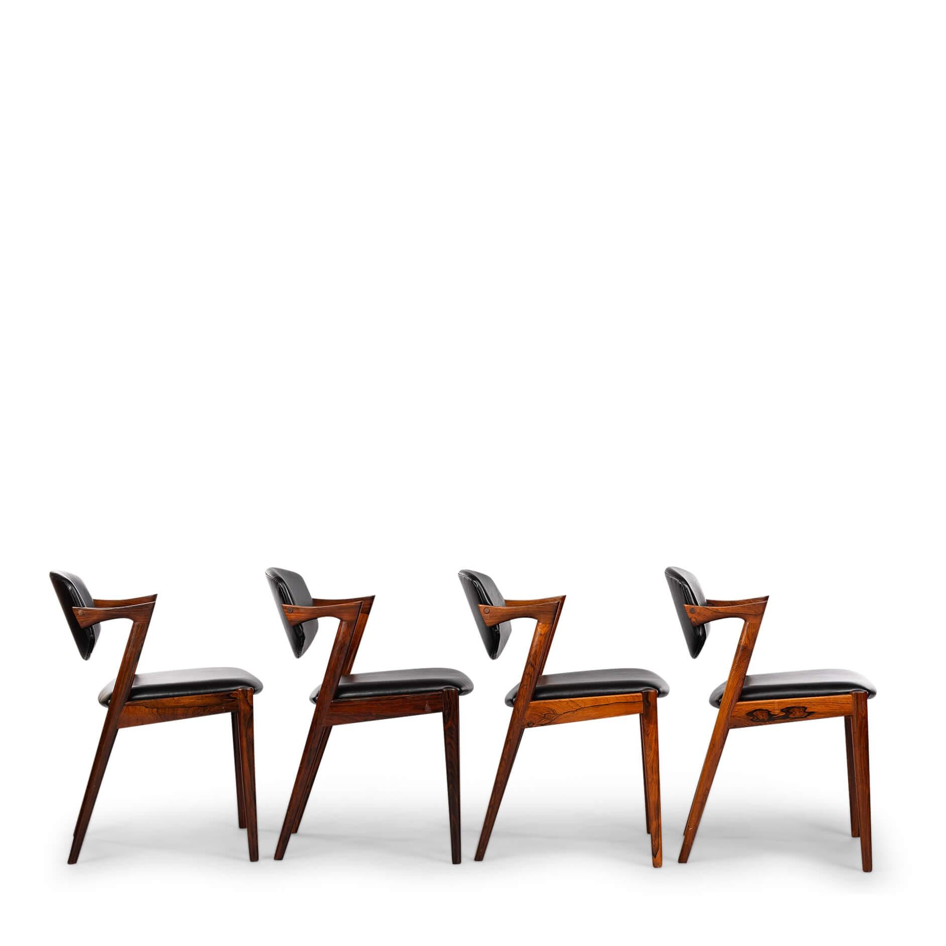 Danese Sedia a Z in palissandro di design danese, modello 42, di Kai Kristiansen, anni '60, set di 4 pezzi in vendita