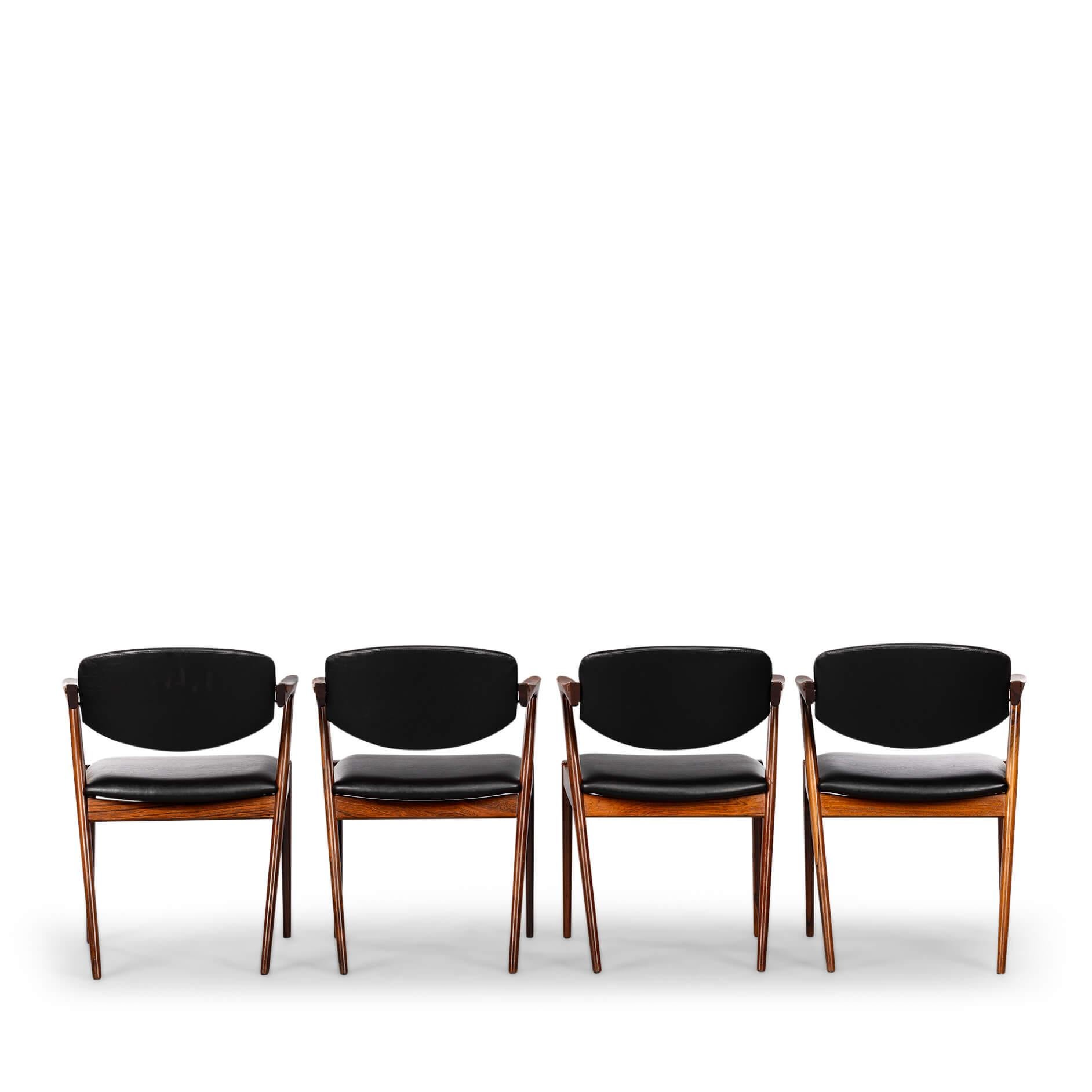 Metà XX secolo Sedia a Z in palissandro di design danese, modello 42, di Kai Kristiansen, anni '60, set di 4 pezzi in vendita