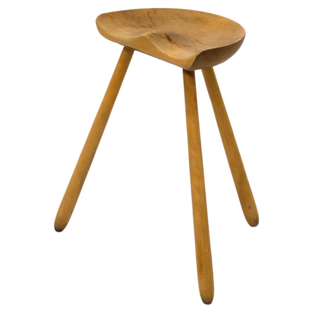 Danish design sculptural beech wood stool