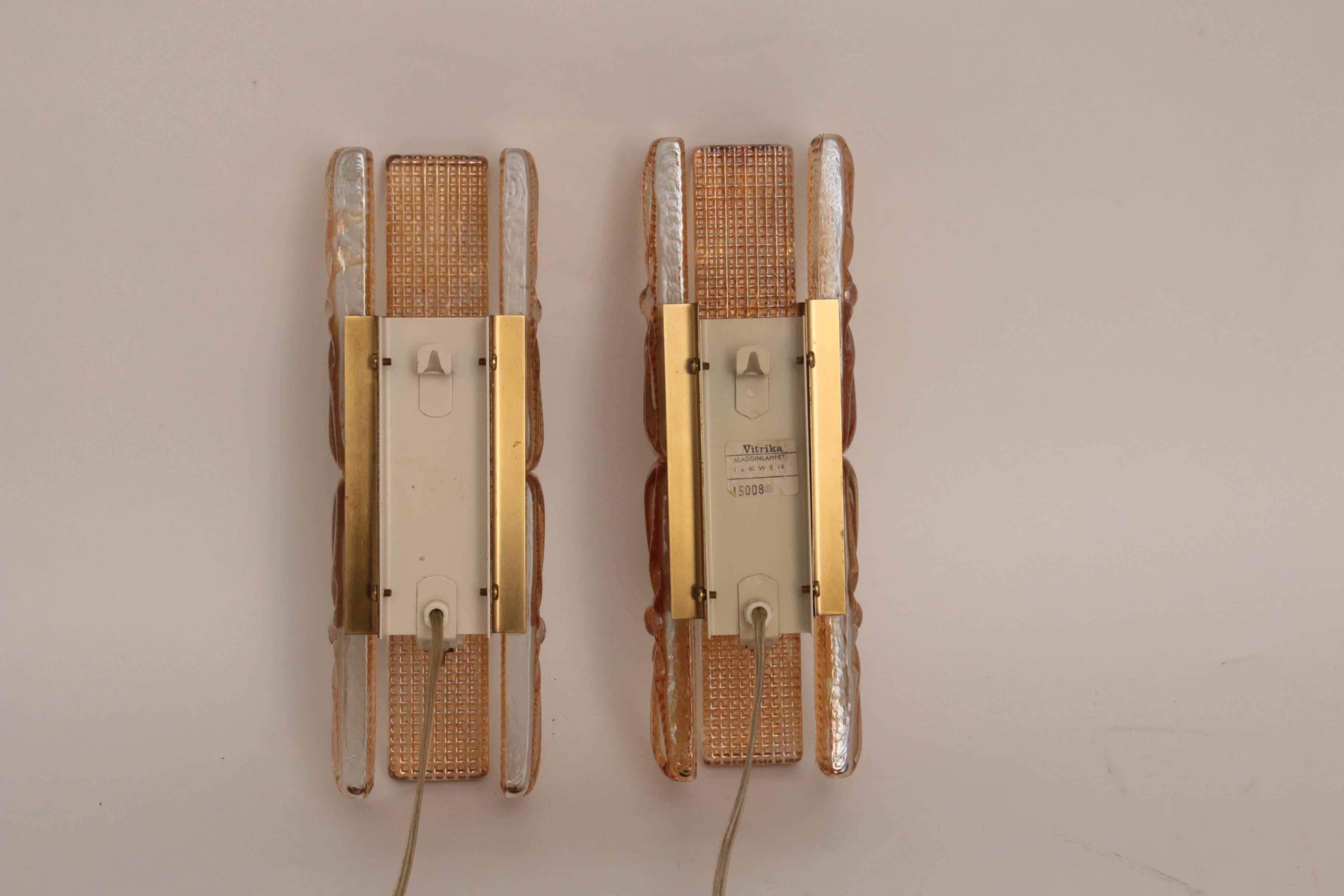 Danish Design set Vitrika Aladdin Wall Lamps, Denmark 1960s 14