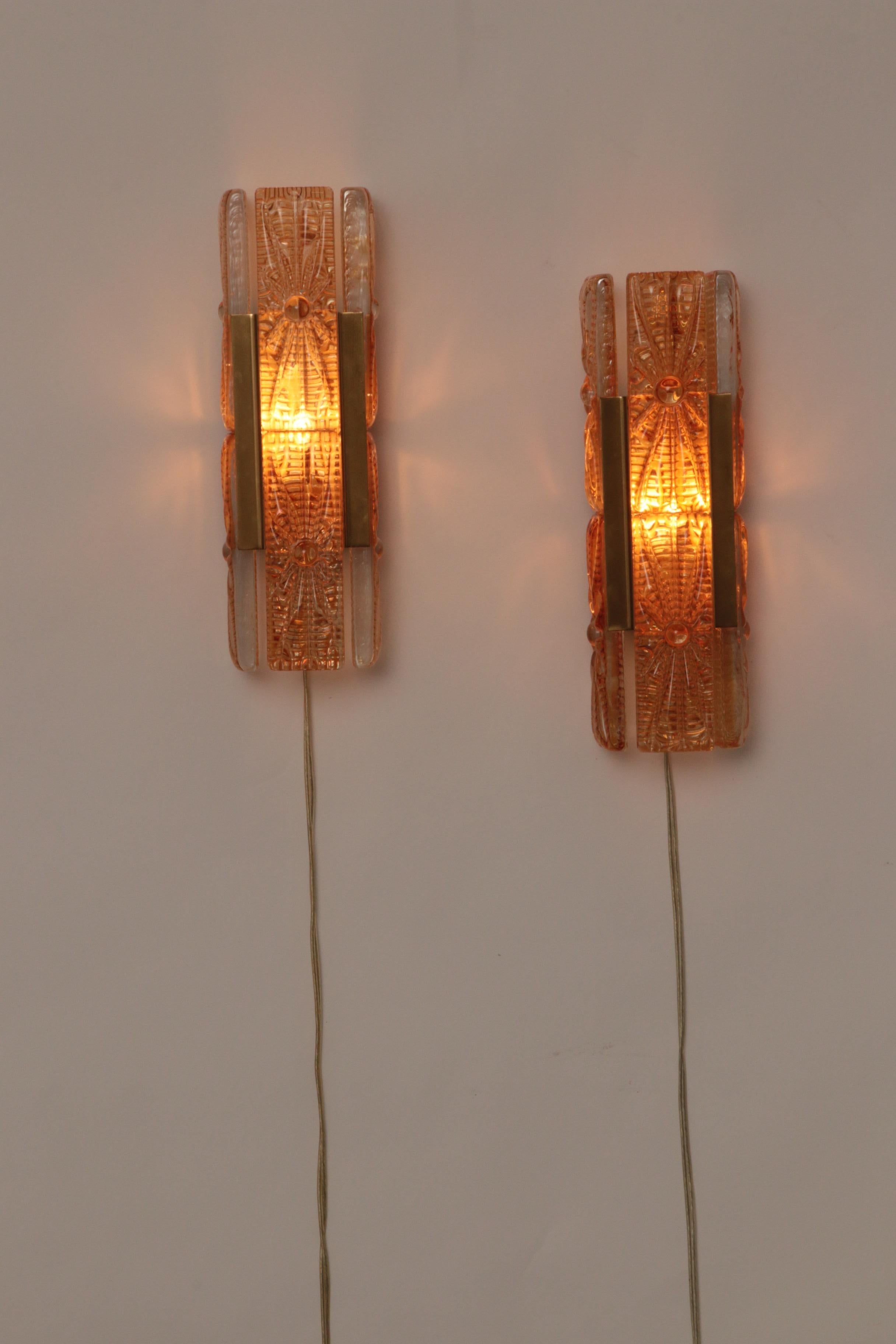 Brass Danish Design set Vitrika Aladdin Wall Lamps, Denmark 1960s