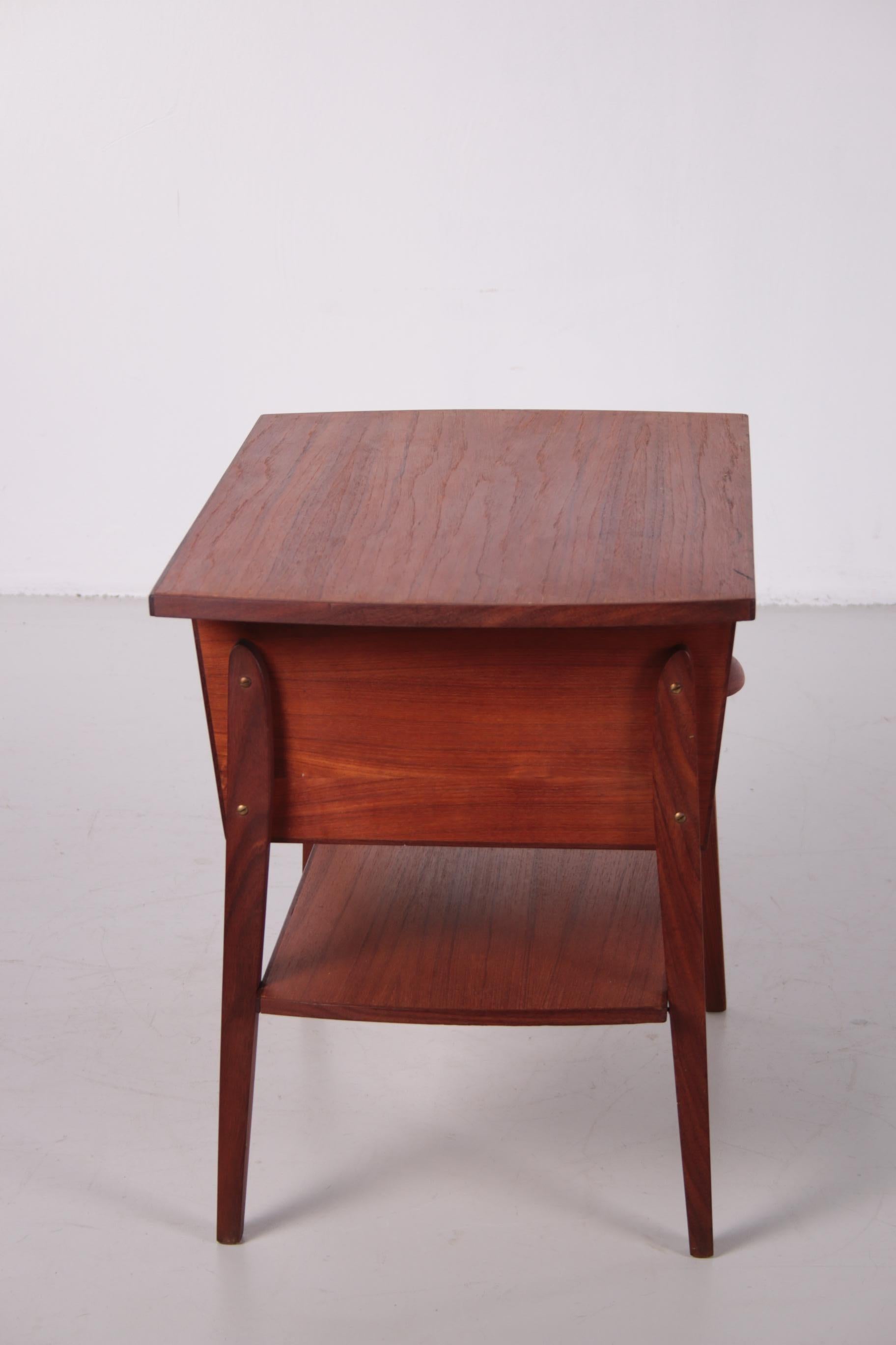 Mid-Century Modern Danish Design Side Table Cabinet Made of Teak with Two Drawers