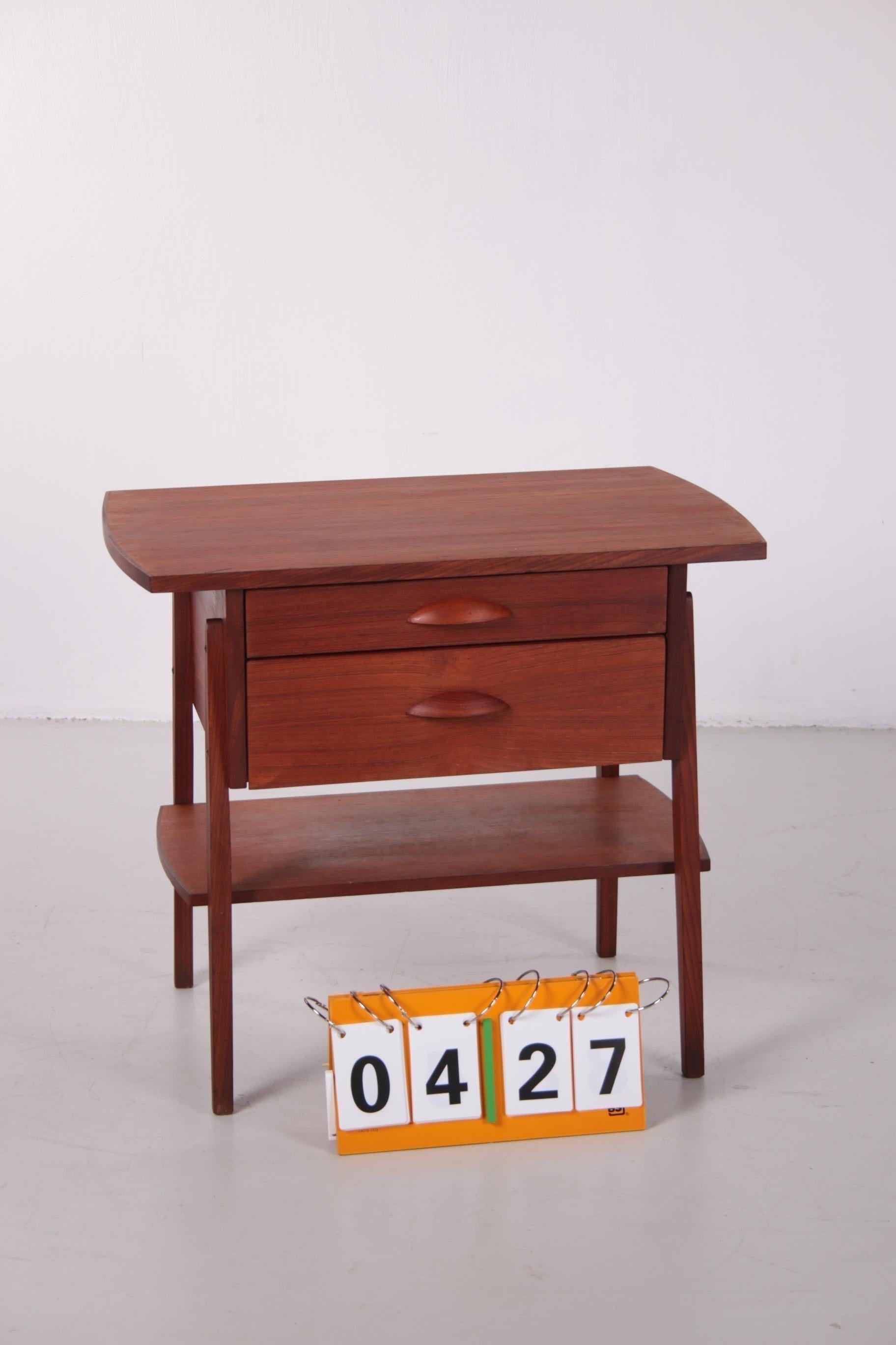 Danish Design Side Table Cabinet Made of Teak with Two Drawers 3