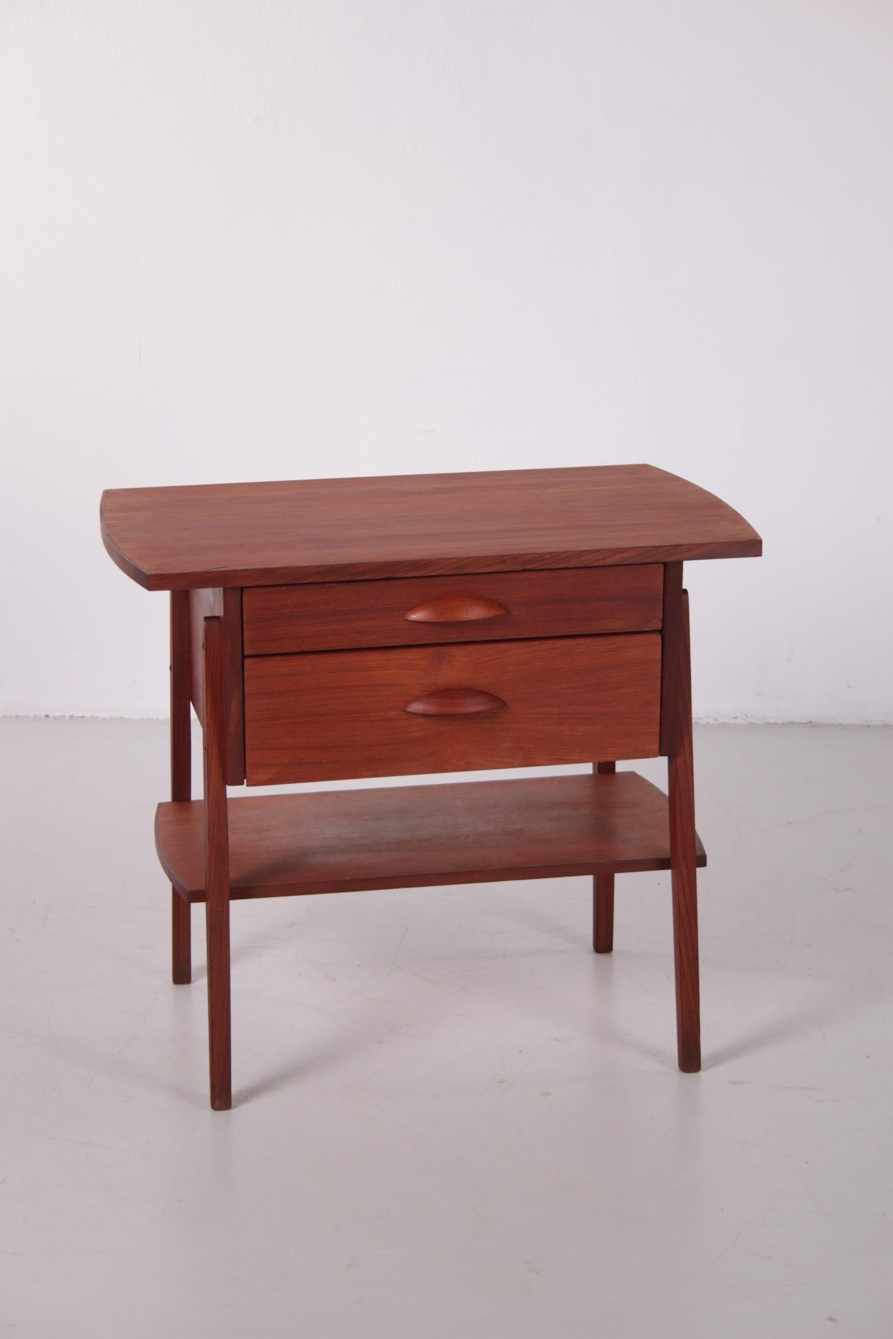 Danish Design Side Table Cabinet Made of Teak with Two Drawers 4