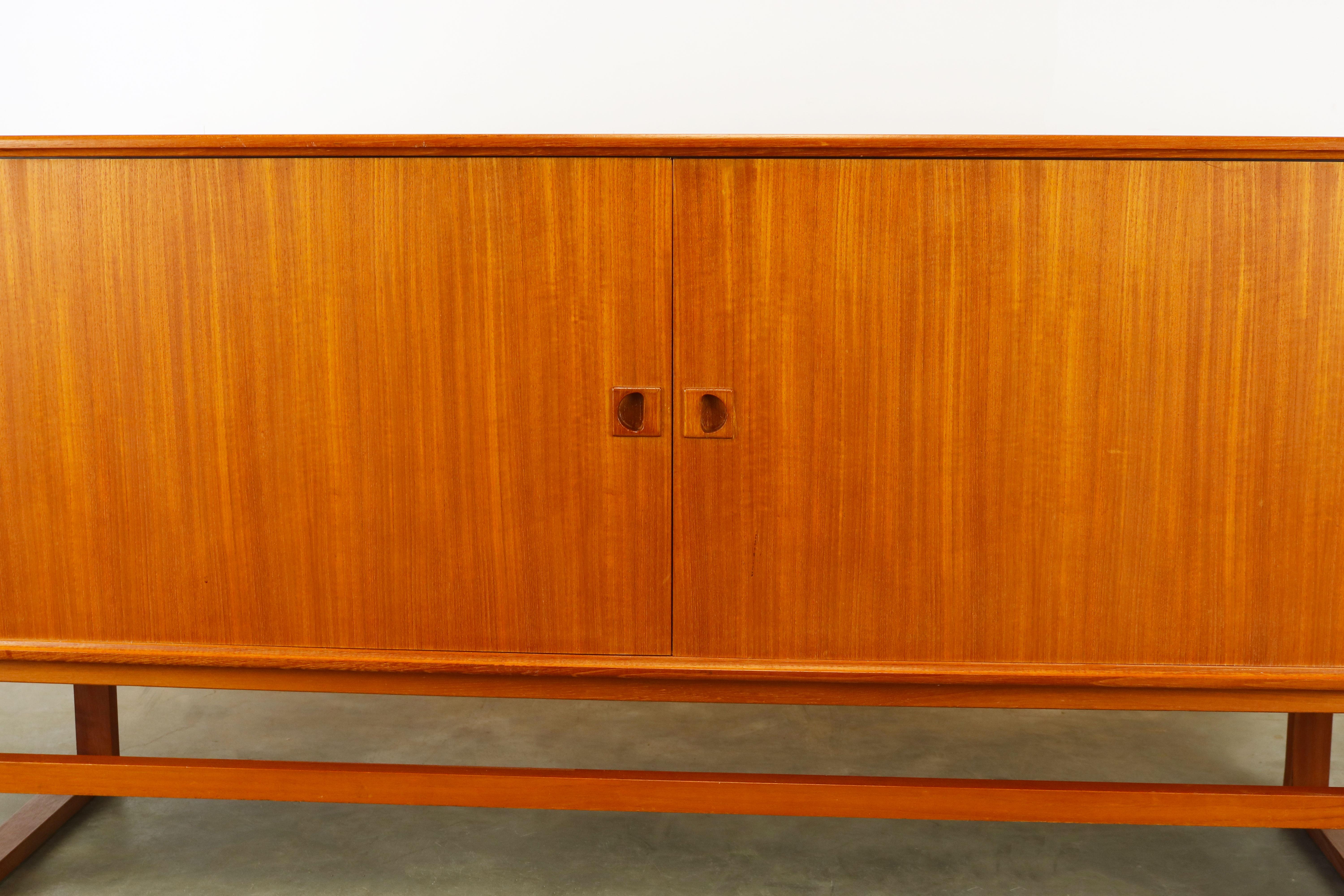 Mid-Century Modern Danish Design Sideboard or Credenza by Axel Christensen 1950s Tambour Doors Teak
