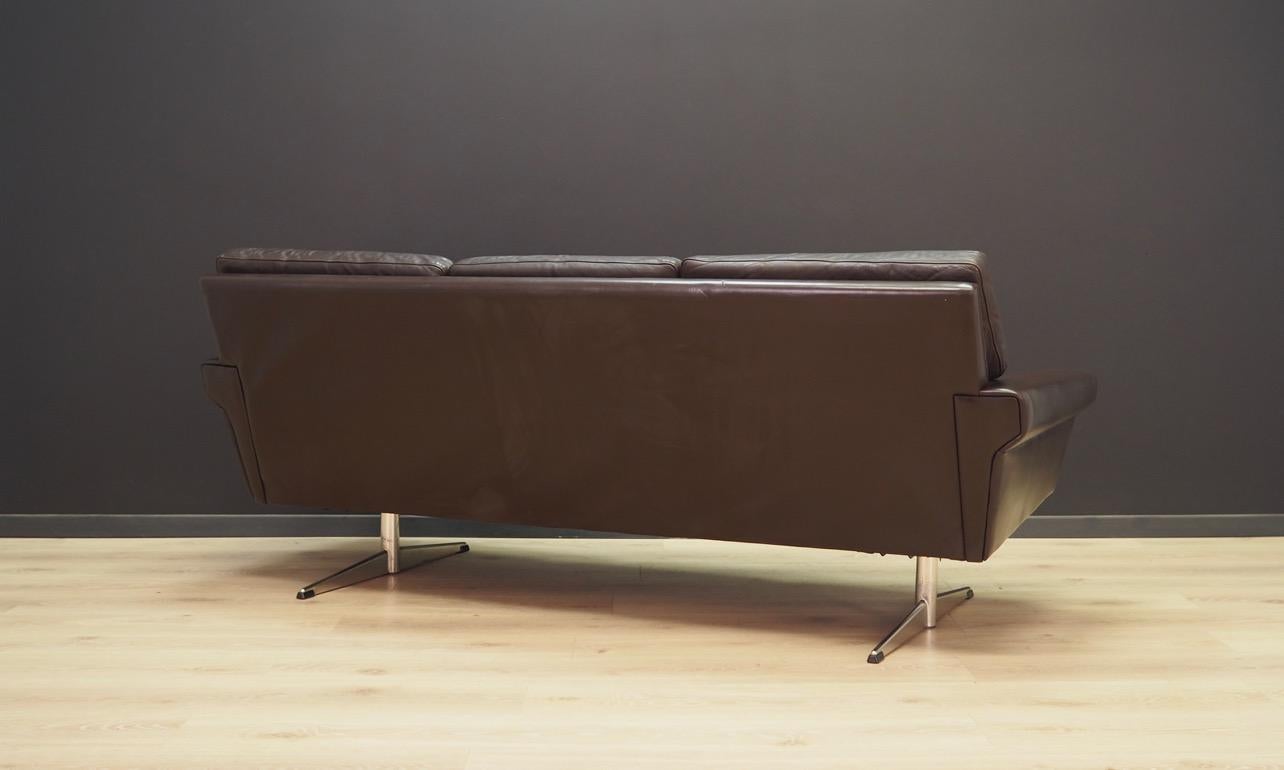 Danish Design Sofa 1960s Vintage Brown Leather 1