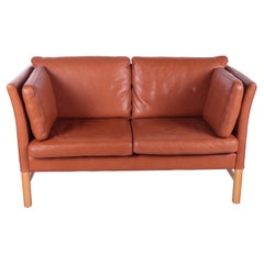 mogens hansen leather sofa Danish Design Sofa 2 Seater Leather by Mogens Hansen, 1980, Denmark