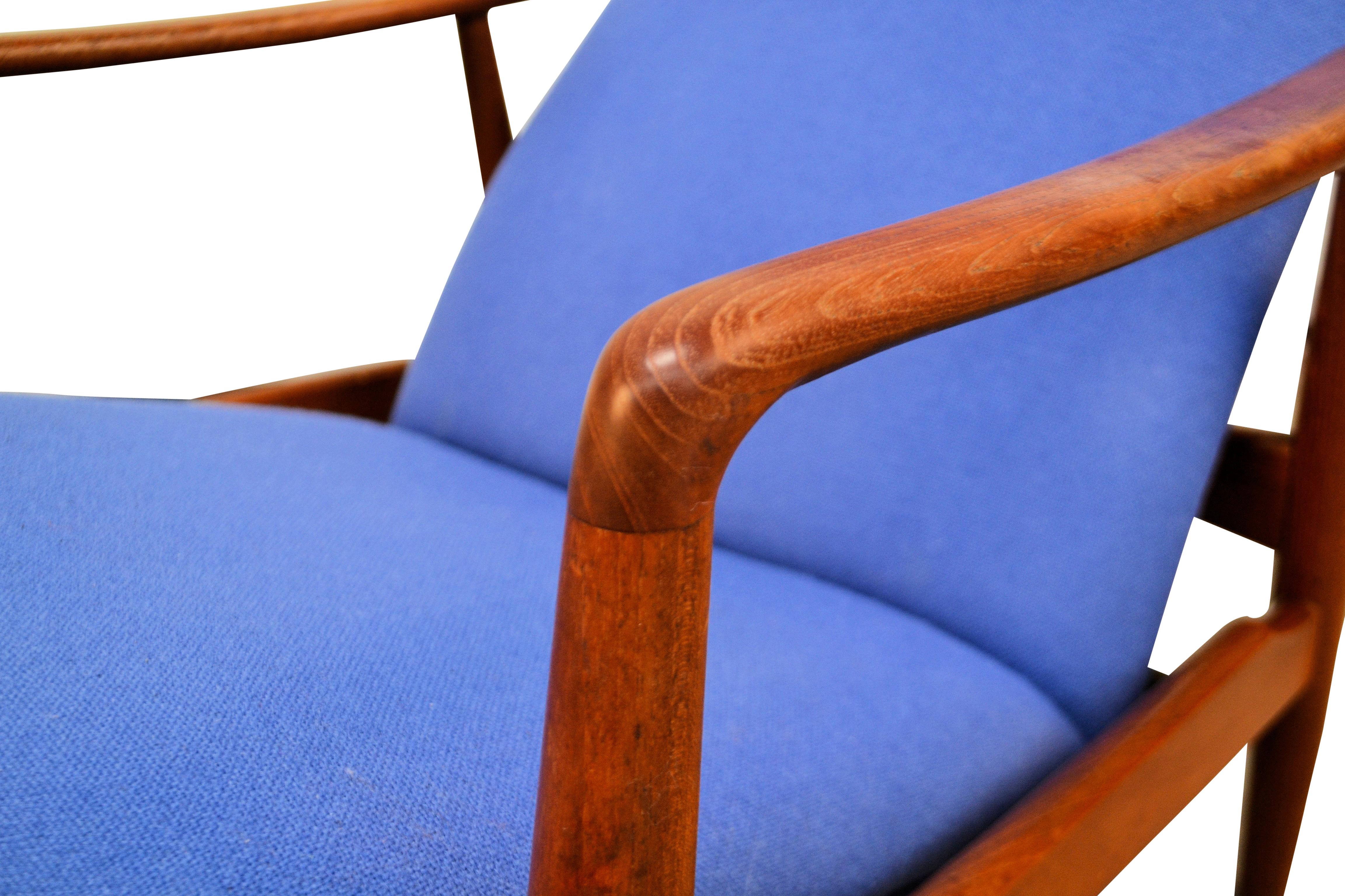 Fabric Danish Design Søren Ladefoged Teak Lounge Chair and Ottoman