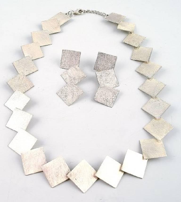 Danish Design Sterling Silver Necklace and Earrings in Modern Design at 1stDibs danish design
