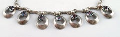 Danish Design Sterling Silver Necklace with Stones in Modern Design
