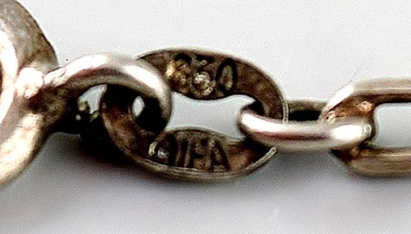 Dänische Sterlingsilber-Halskette im dänischen Design mit Steinen im modernen Design im Zustand „Gut“ im Angebot in bronshoj, DK