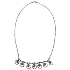 Danish Design Sterling Silver Necklace with Stones in Modern Design