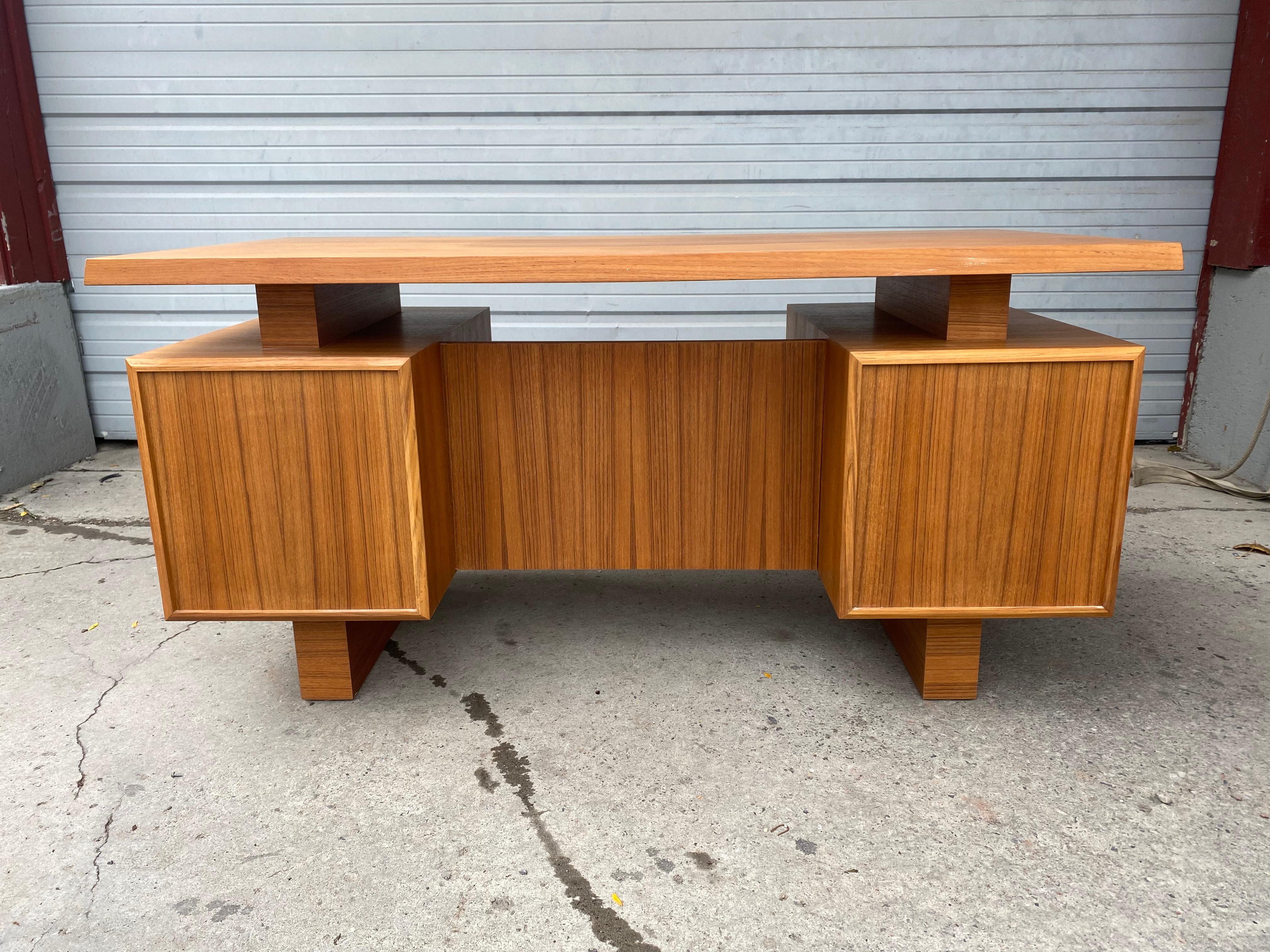Canadian Danish Design, Teak Architectural Executive Floating Desk by Mobican