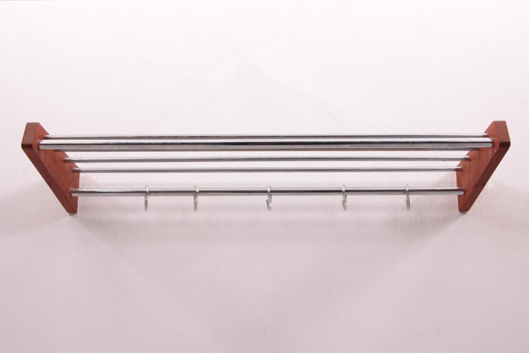 Danish Design Teak Wall Coat Rack with Chrome Hooks, 60s For Sale at ...