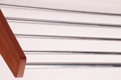 Danish Design Teak Wall Coat Rack with Chrome Hooks, 60s