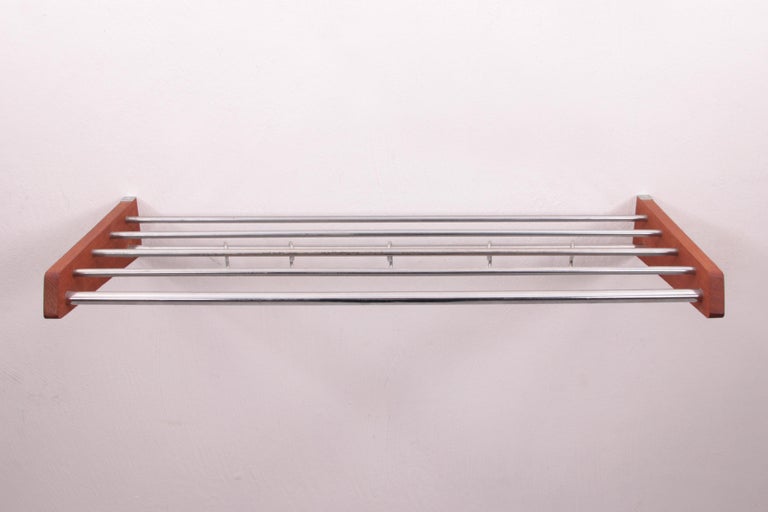 Danish Design Teak Wall Coat Rack with Chrome Hooks, 60s For Sale at ...