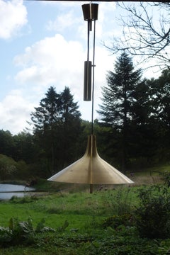 Danish design TH Valentiner brass adjustable pendent in Paavo Tynell style