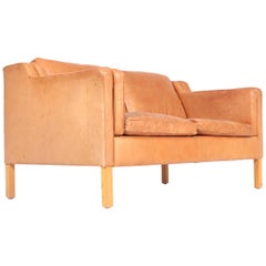 Danish Design Two-Seat Sofa in Patinated Leather by Stouby, 1980s