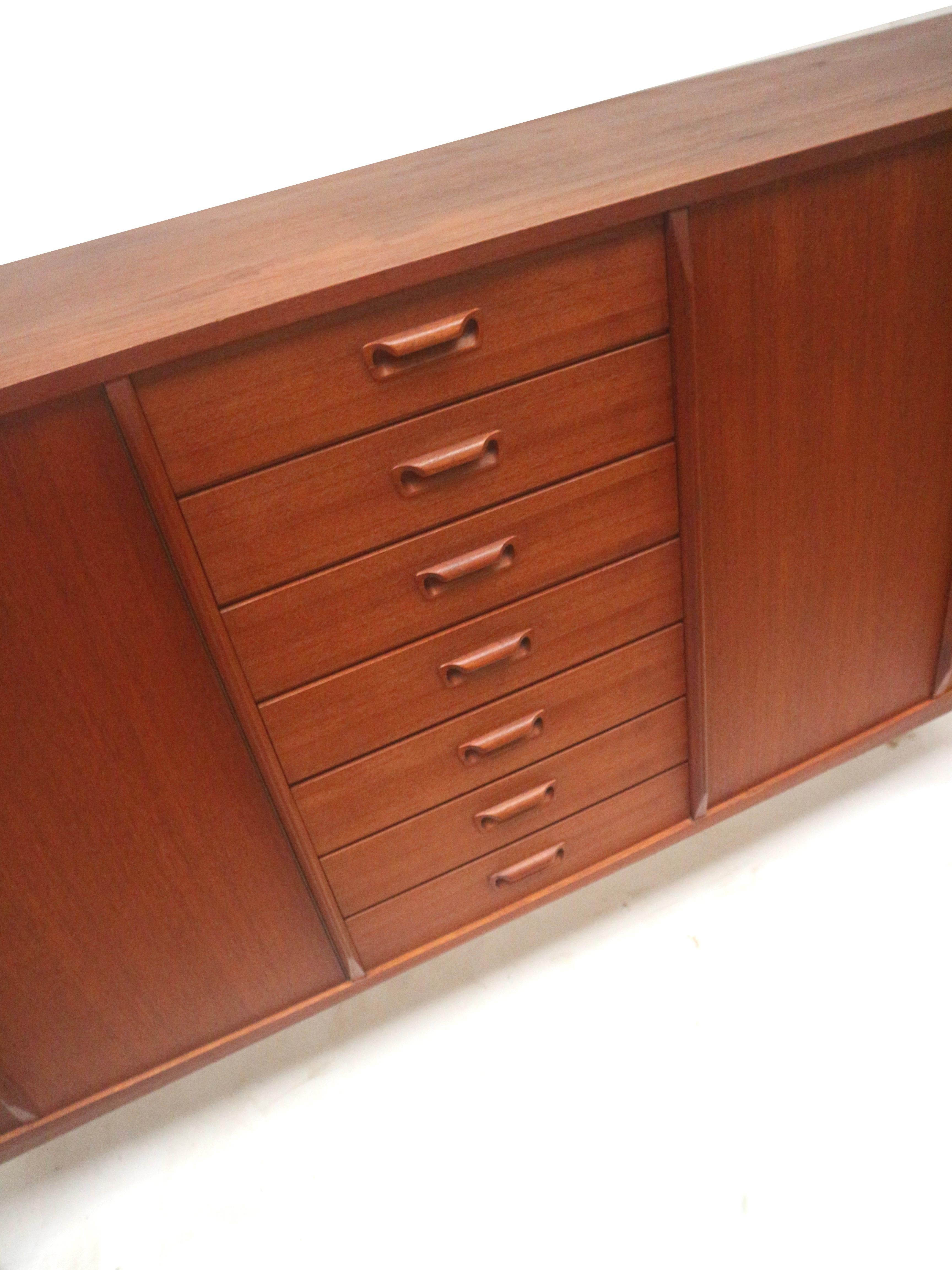 Mid-20th Century Danish design vintage sideboard made of teak from the 1960s For Sale