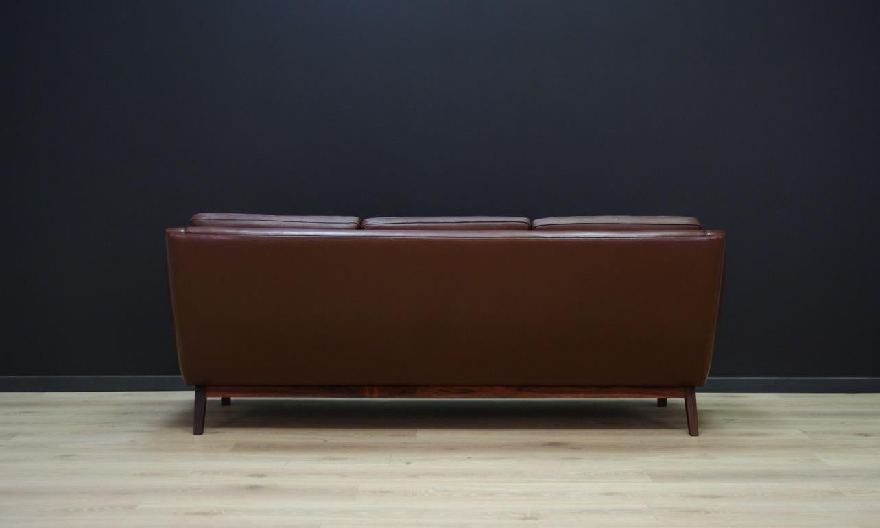 Danish Design Vintage Sofa Retro Leather In Good Condition In Szczecin, Zachodniopomorskie