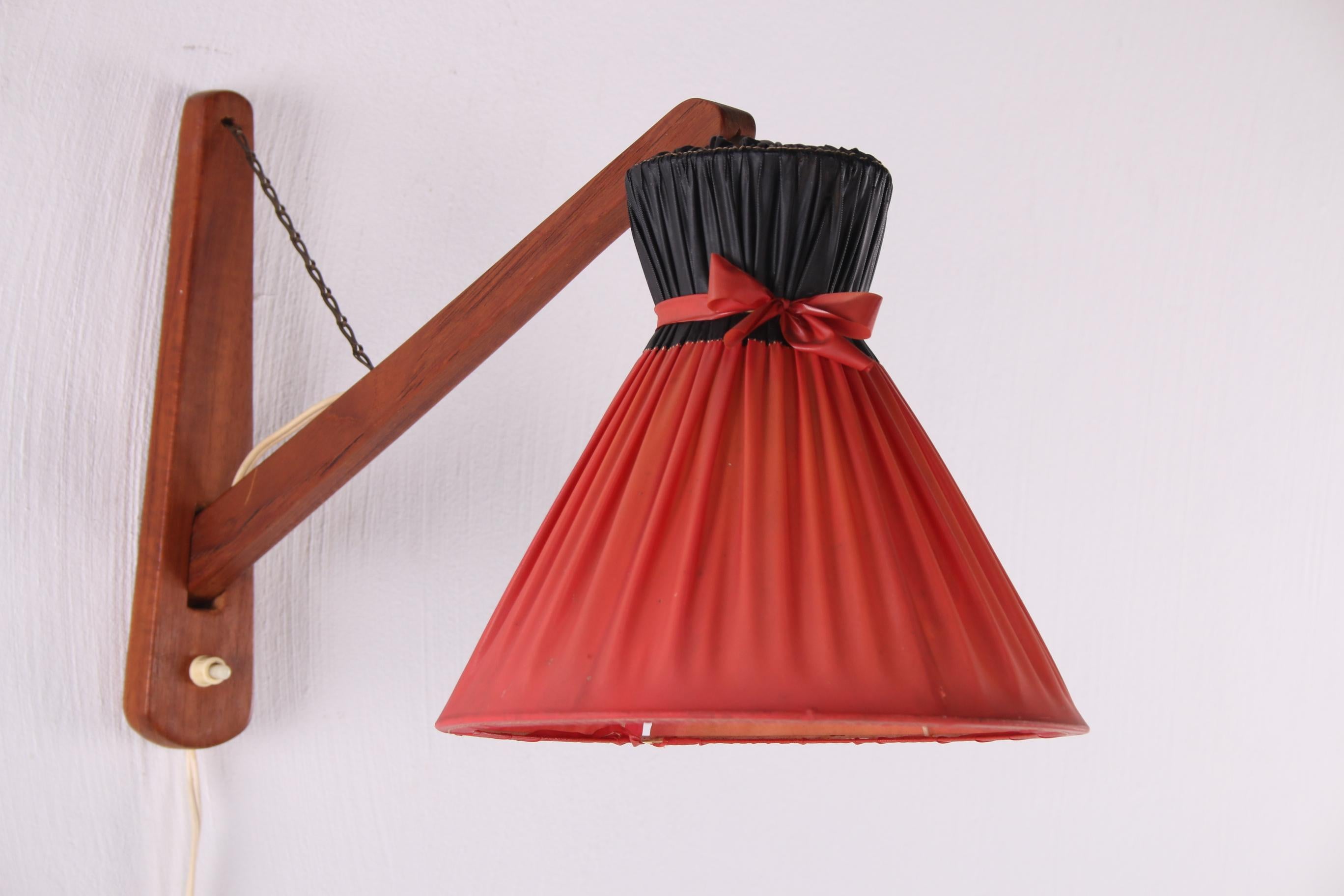 Danish Design Wall Lamp with Original Shade, 1960s For Sale 7