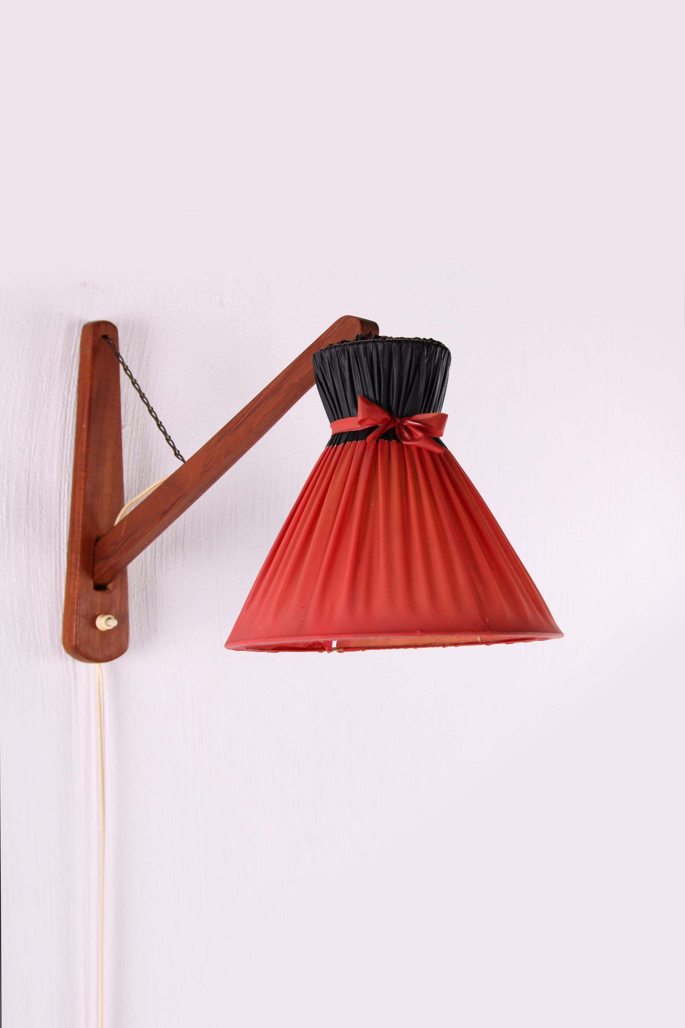 Danish Design Wall Lamp with Original Shade, 1960s For Sale 8