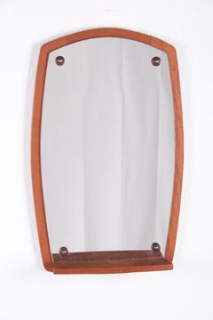 Danish Design Wall Mirror with Shelf Teak, 1960