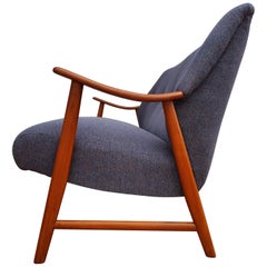 Vintage Danish Designed 2.5 Seats Sofa, 1960s, Beech Wood, Completely Restored