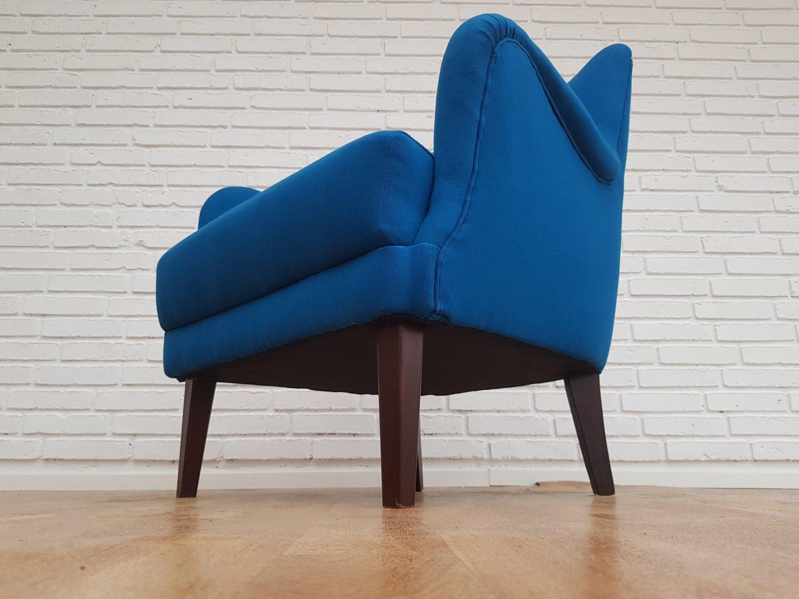 Danish Designed Armchair 70's, Wool, Beech, Completely Renovated-Reupholstered For Sale 6