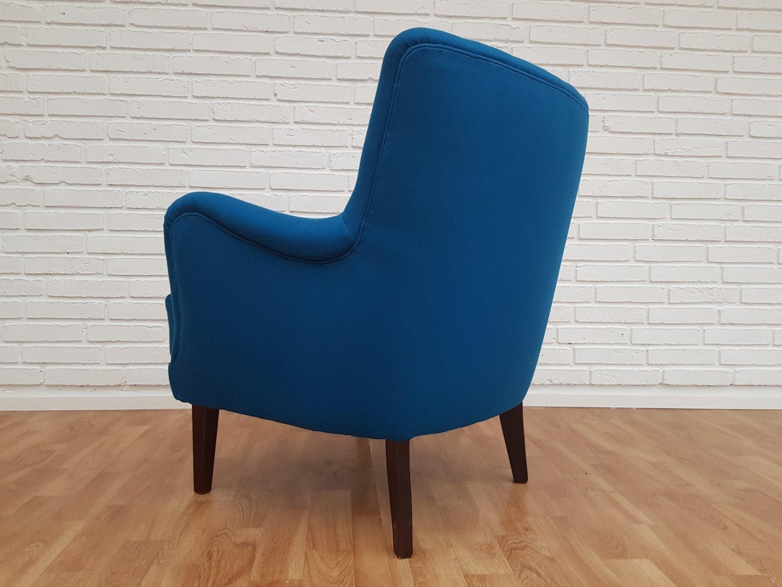 Danish Designed Armchair 70's, Wool, Beech, Completely Renovated-Reupholstered For Sale 7