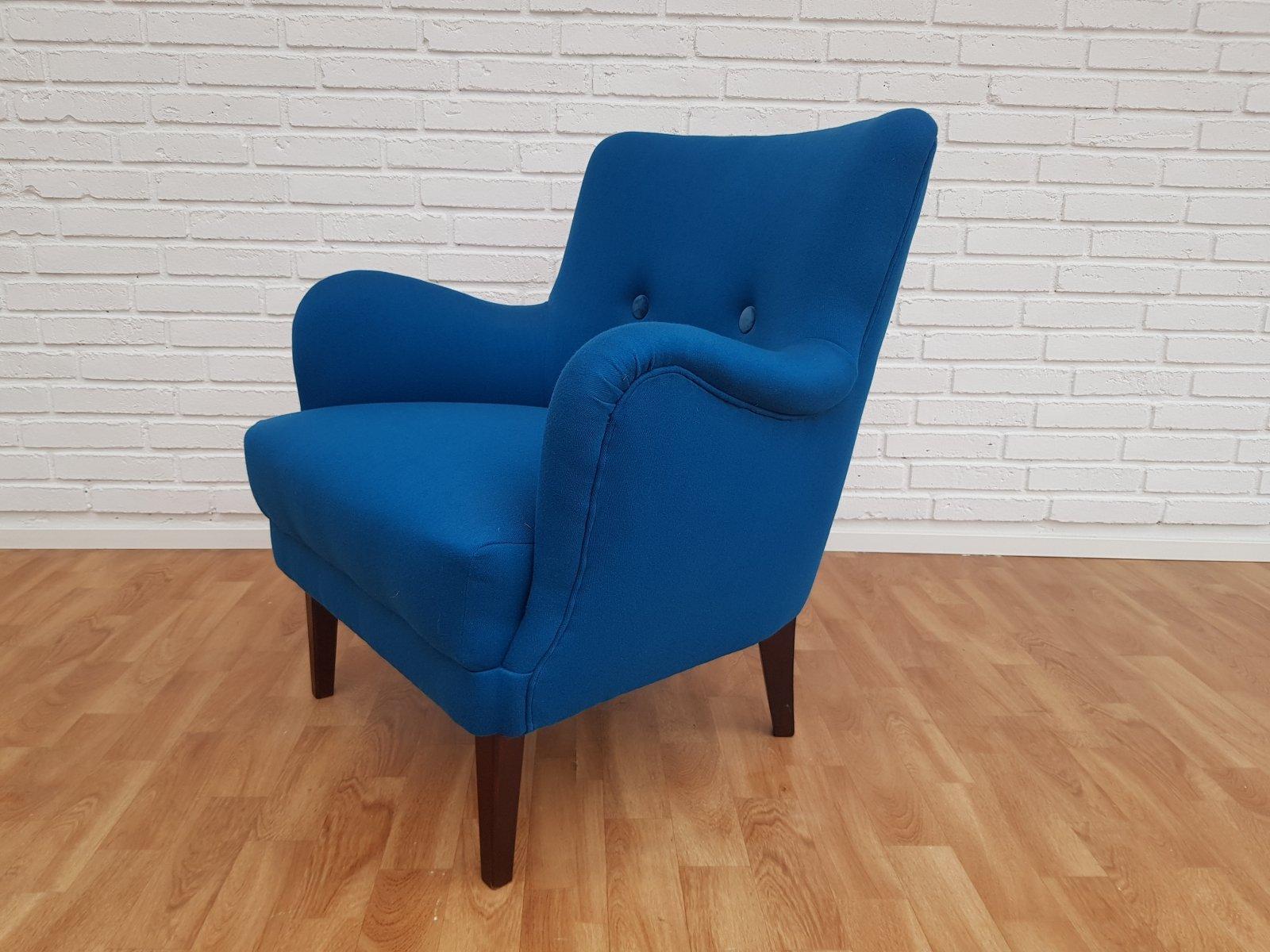 Danish Designed Armchair 70's, Wool, Beech, Completely Renovated-Reupholstered In Good Condition For Sale In Tarm, 82