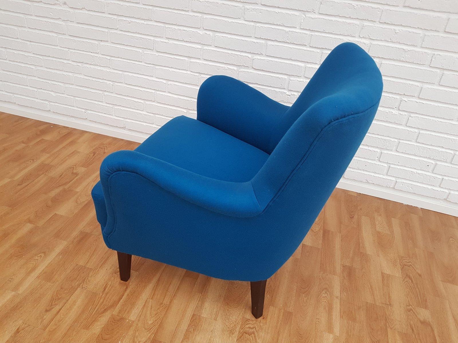 Danish Designed Armchair 70's, Wool, Beech, Completely Renovated-Reupholstered For Sale 4