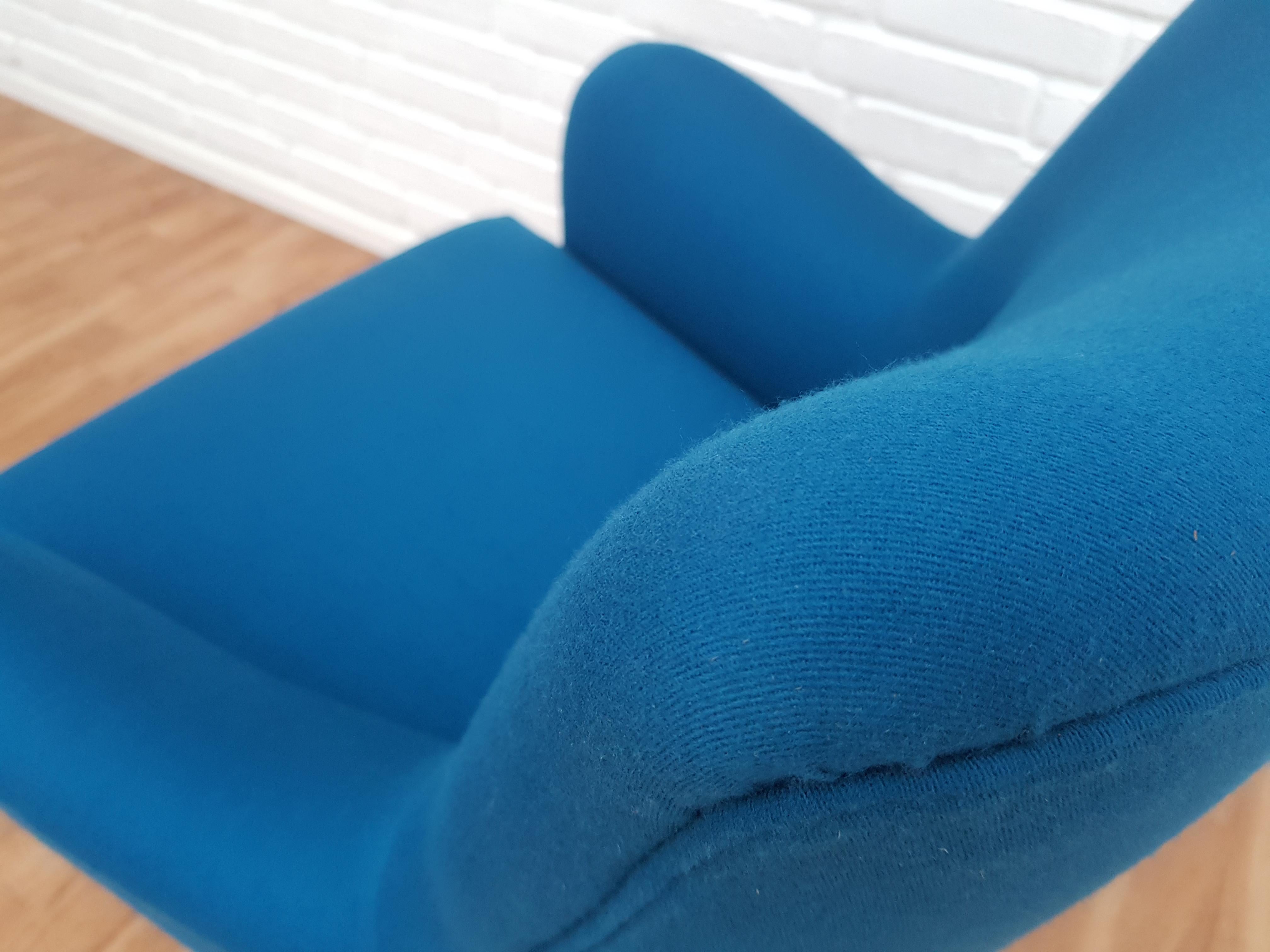 Mid-20th Century Danish Designed Armchair, 1970s, Wool, Beech, Completely Restored For Sale