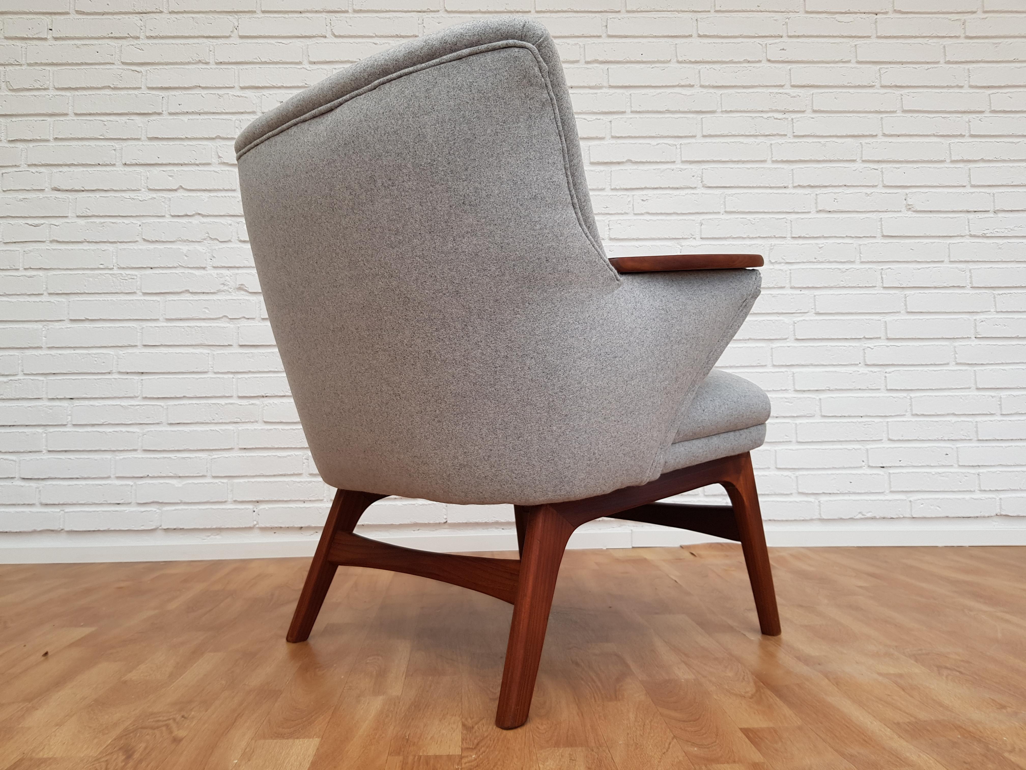 Danish Designed Sofa Set, Teak Wood, Wool, Completely Restored, 1960s 6