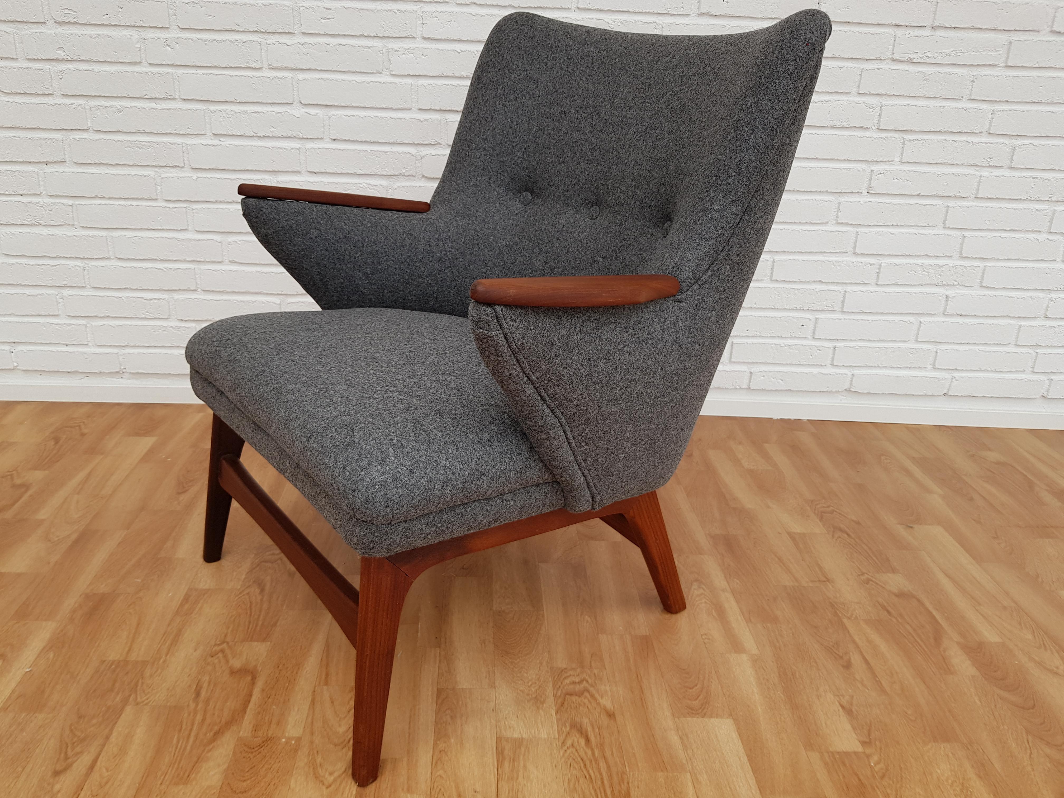 Danish Designed Sofa Set, Teak Wood, Wool, Completely Restored, 1960s 10